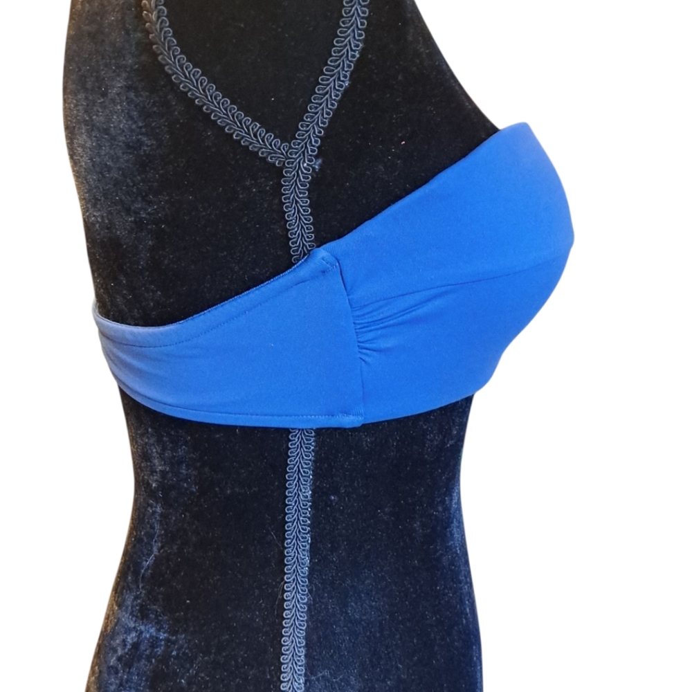 SOLD Seafolly Twist Front Bustier Bandeau Swim Top - Peacock Blue - Size US 8 - Picture 5 of 8